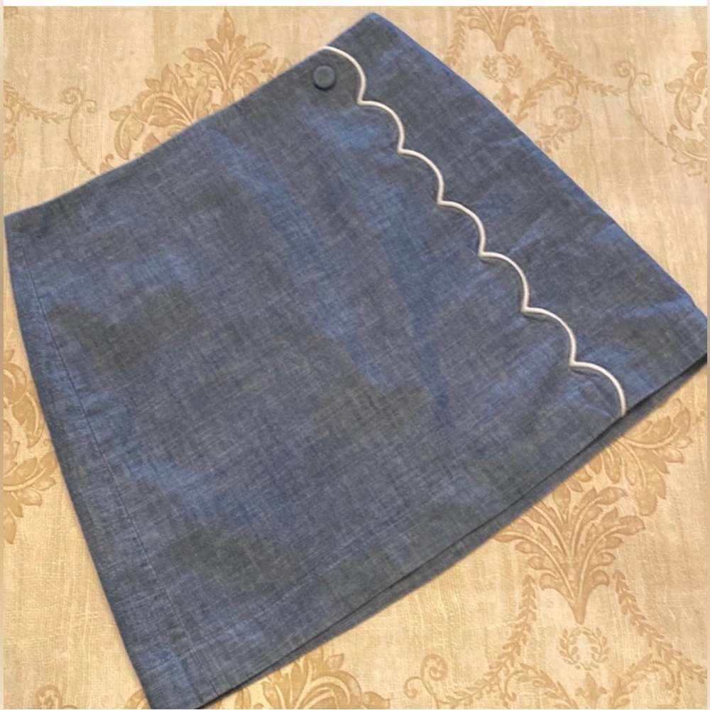 ⚓️J.Crew Chambray Skirt Scallop Detail 8